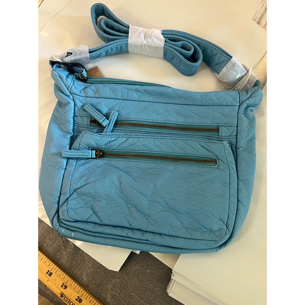 Ampere Creations Serenity Blue Vegan Leather Crossbody Bag C392 NEW